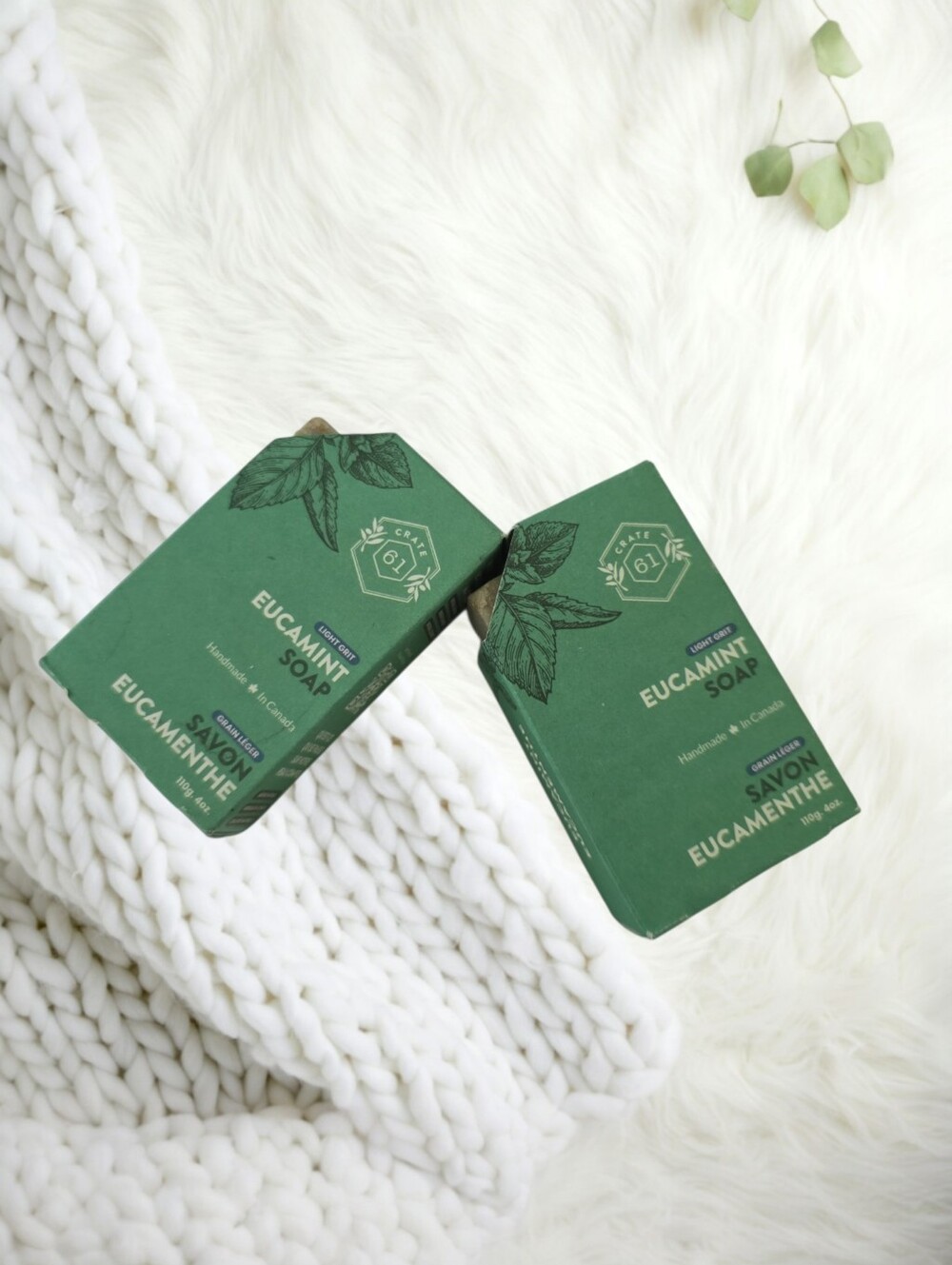 NWT Crate 61 Organics Eucamint Light Grit Soap Set (Set of 2)